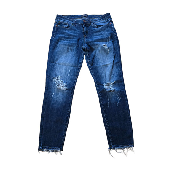 Judy Blue Women’s Skinny Fit Low Rise Distressed Raw Hem Jeans, Size 11/30 - Picture 1 of 9